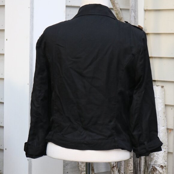 DEX for Anthropologie Black Tencel Lightweight Moto Motorcycle Jacket Sz LARGE - Picture 5 of 7
